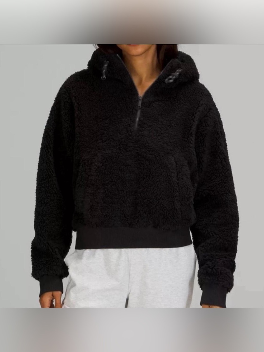 lululemon Black Teddy scuba Half-Zip Hoodie -can be worn reversible
